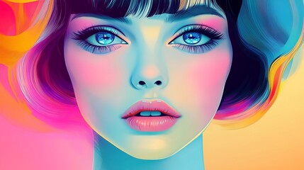Obraz premium A digital illustration of two women's faces, showcasing their eyes and lips.