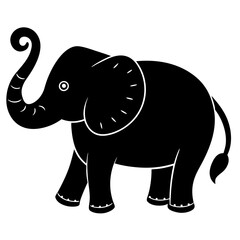 Fototapeta premium Cute Silhouette of an Elephant line art vector cartoon illustration
