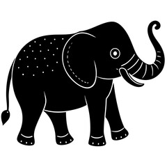Cute Silhouette of an Elephant line art vector cartoon illustration