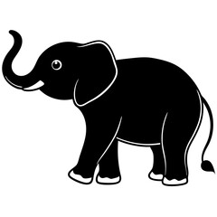 Fototapeta premium Cute Silhouette of an Elephant line art vector cartoon illustration