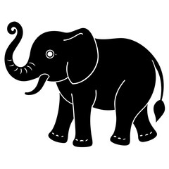 Fototapeta premium Cute Silhouette of an Elephant line art vector cartoon illustration