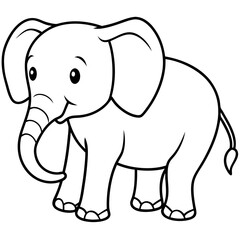 Fototapeta premium Cute Silhouette of an Elephant line art vector cartoon illustration