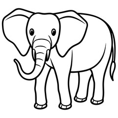 Cute Silhouette of an Elephant line art vector cartoon illustration