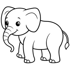 Cute Silhouette of an Elephant line art vector cartoon illustration