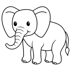 Fototapeta premium Cute Silhouette of an Elephant line art vector cartoon illustration