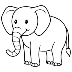 Fototapeta premium Cute Silhouette of an Elephant line art vector cartoon illustration