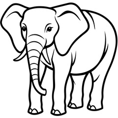Cute Silhouette of an Elephant line art vector cartoon illustration