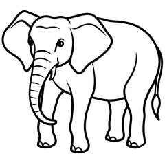 Cute Silhouette of an Elephant line art vector cartoon illustration