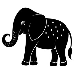 Cute Silhouette of an Elephant line art vector cartoon illustration