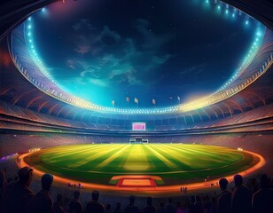 cricket stadium of cricket night