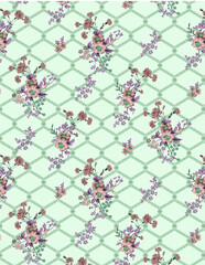 Indian Traditional floral block print booti design allover seamless repeat pattern