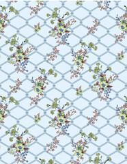 Indian Traditional floral block print booti design allover seamless repeat pattern