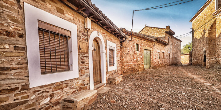 Typical Architecture, Street Scene, Castrillo de los Polvazares, Historic-Artistic Grouping, Astorga, Maragater&iacute;a Region, Le&oacute;n, Castile and Le&oacute;n, Spain, Europe