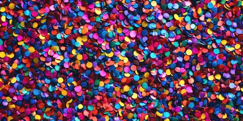 Multicolored Confetti on Black Background