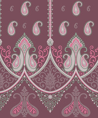 patchwork floral pattern with paisley and indian flower motifs. damask style pattern for textil and decoration