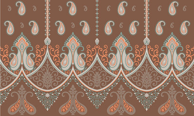 patchwork floral pattern with paisley and indian flower motifs. damask style pattern for textil and decoration