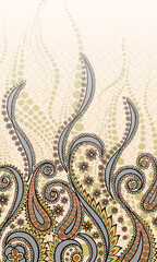 it's a unique digital Traditional Geometric Ethnic border, floral leaves baroque pattern and Mughal art elements, Abstract texture motif, and vintage Ornament artwork combination for textile 