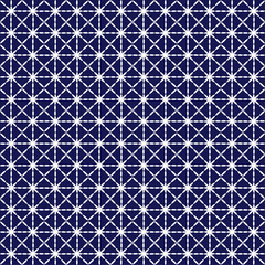 Japanese stitch Sashiko embroidery indigo white abstract artwork seamless geometric pattern printed background fabric wallpaper hand drawn line

