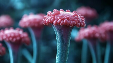 Enigmatic Alien Flora: A Close-Up of Surreal Pink Fungi
