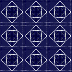 Japanese stitch embroidery Sashiko abstract artwork seamless geometric pattern printed background fabric wallpaper hand drawn line

