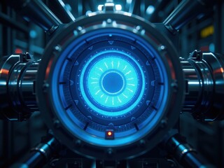 Innovative fusion reactor core demonstrating advanced thermonuclear synthesis technology in a high-tech laboratory setting