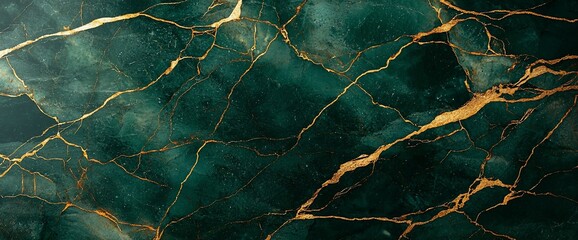 Emerald green marble texture with gold veins. (4)