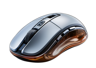 Futuristic Tech Computer Mouse with Super Resolution and 4D Cinema Rendering isolated transparent background