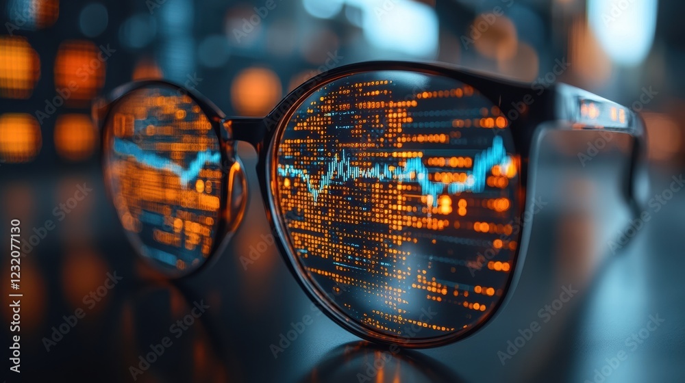 Aufkleber futuristic glasses reflecting colorful data streams, representing technological advancement and inno