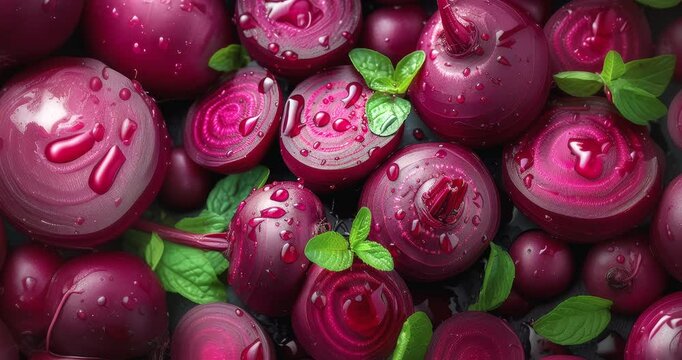 pickled beets close-up vibrant purple glossy texture fresh organic ingredients