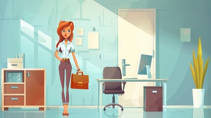 Stressed Business Woman with Briefcase: Office Frustration Image