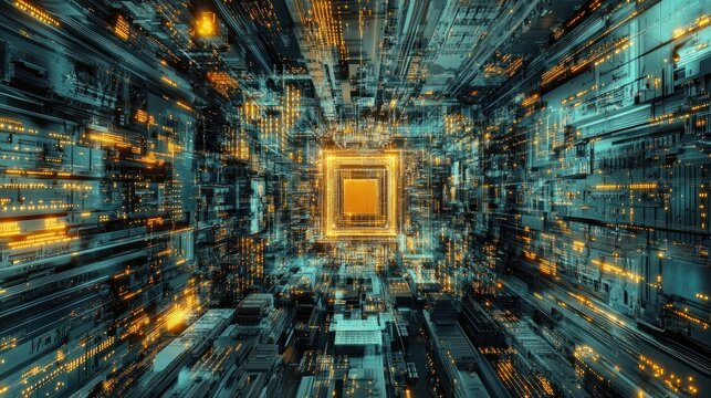 Digital Cityscape: A Journey Through the Technological Heart