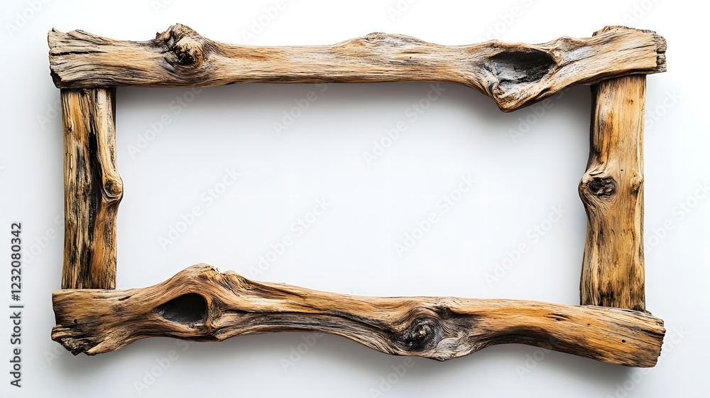 Aufkleber rustic and weathered wooden frame with organic texture and empty copy space perfect for design photo