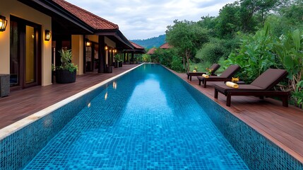 Tranquil Luxury Resort Pool with Lush Tropical Surroundings