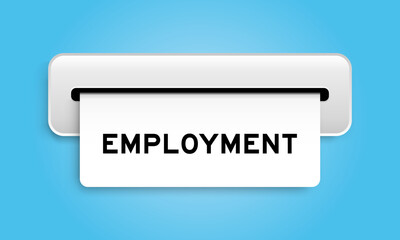White coupon banner with word employment from machine on blue color background