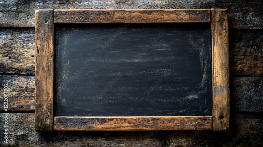 Aufkleber Rustic vintage wooden framed blackboard or chalkboard with grungy distressed and worn texture  Ideal for back to school classroom office or any design and creative concepts that require an empty