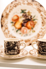 vintage dishes on shelves in a store