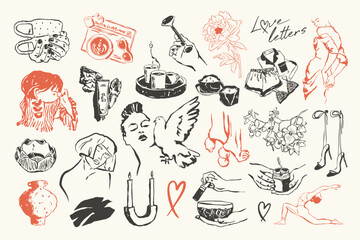 Self love and self care illustration set