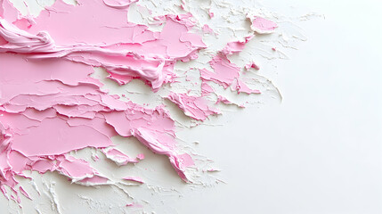 Pink paint texture on white background, art design