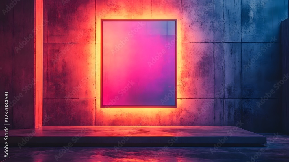 Leinwandbilder striking abstract background with vibrant geometric shapes neon color palette and dramatic lighting 
