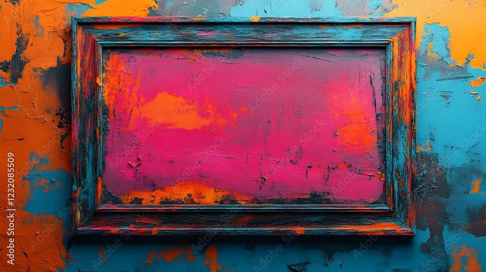 Aufkleber vibrant abstract painting in colorful frame evoking expression and emotional intensity acrylic splas