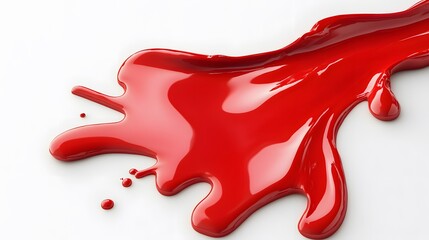 Vibrant red paint fluid flowing on a white background, creates a visual effect, generative AI