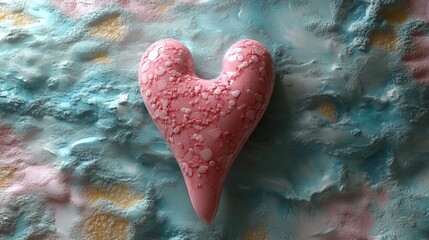 Fototapeta premium Pink Heart on a Textured Pastel Surface