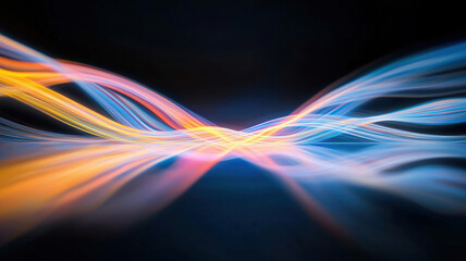 vibrant digital tapestry of teal and orange glowing waves creates mesmerizing visual effect