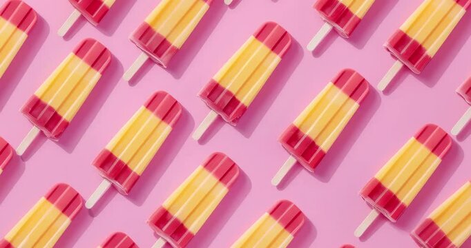 cute popsicle seamless pattern pink yellow minimalist flat lay photography