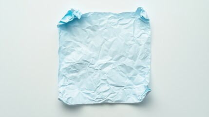Obraz premium Wrinkled Light Blue Paper Texture on White Background for Design