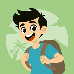 boy carrying backpack while traveling