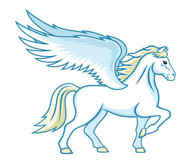 Pegasus standing icon on white background.