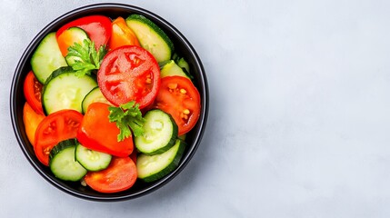 Vibrant Cucumber and Tomato Salad in a Bowl A Refreshing and Healthy Meal