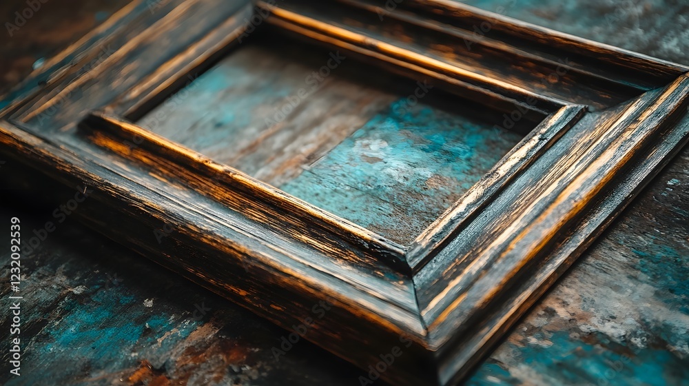 Poster vintage wooden textured frame backdrop with rustic distressed finish abstract grunge pattern on aged