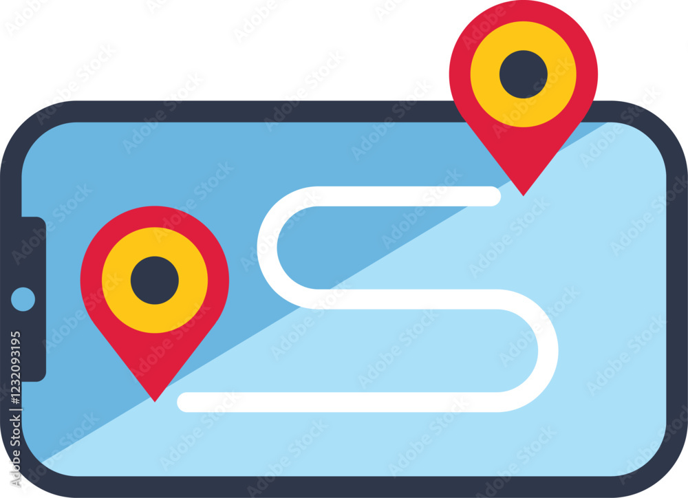 Poster smartphone is displaying a map with a route and two location pins marking the starting and ending po